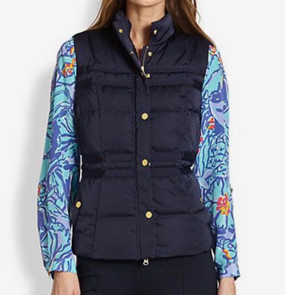 Lilly Pulitzer “Kate” Puffer Vest, Navy, XL
